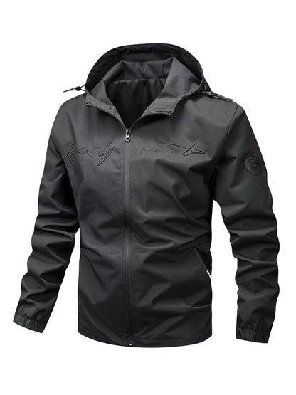 Men's Lightweight Hooded Windbreaker Jacket Black