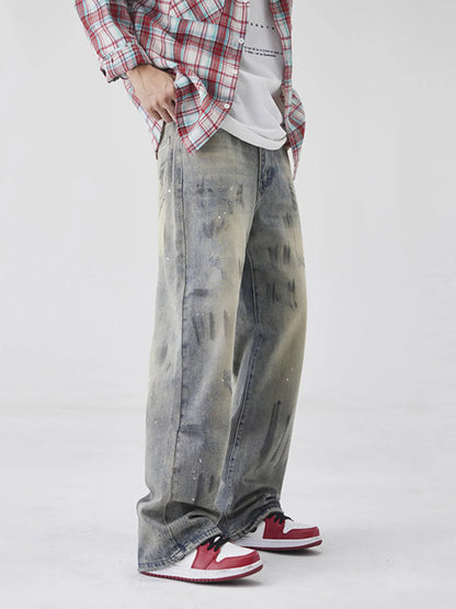 Men's Wash Wide-Leg Jeans