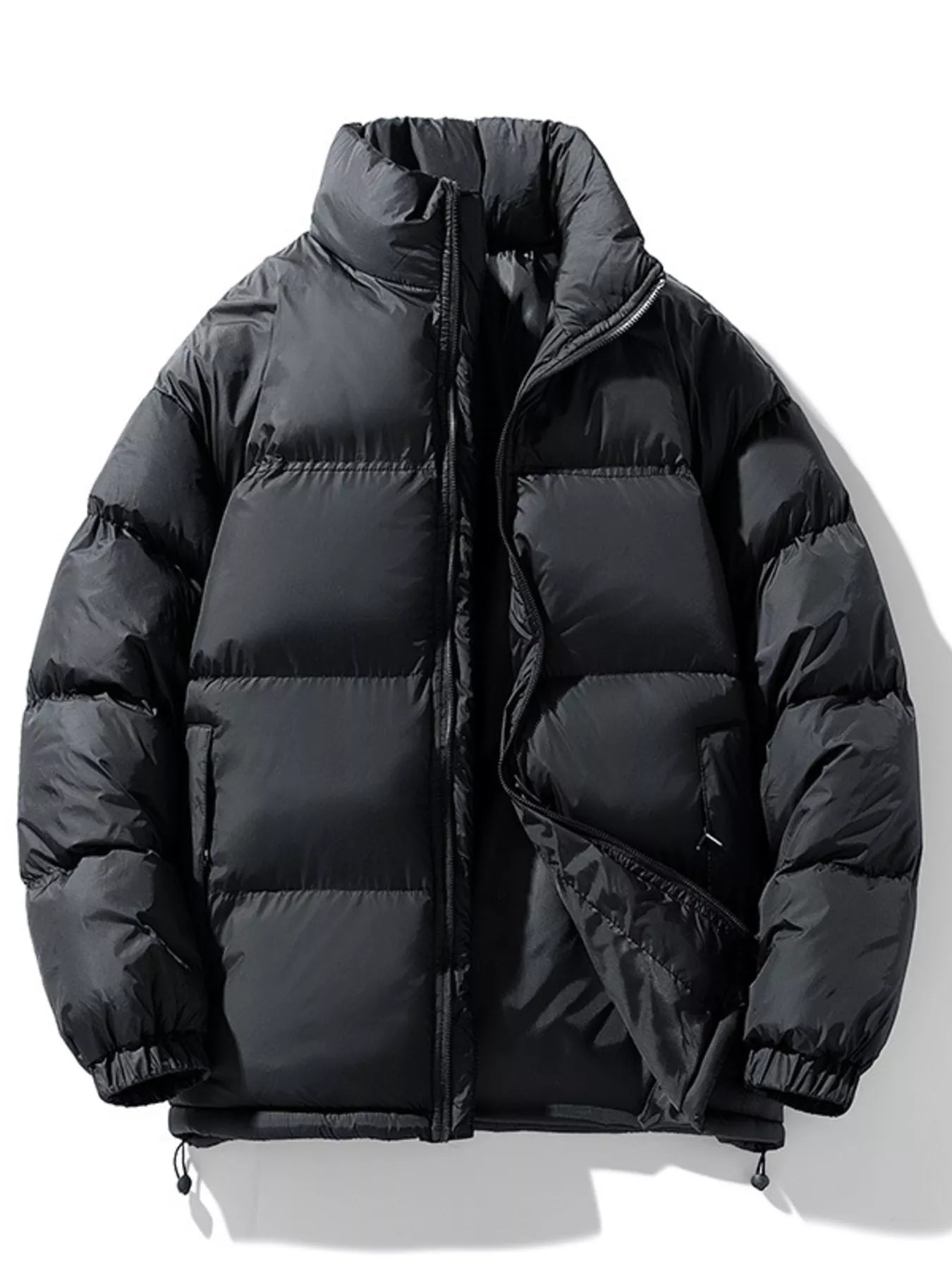 Men's Full Size Padded Zip Up Puffer Jacket Plus Size Black