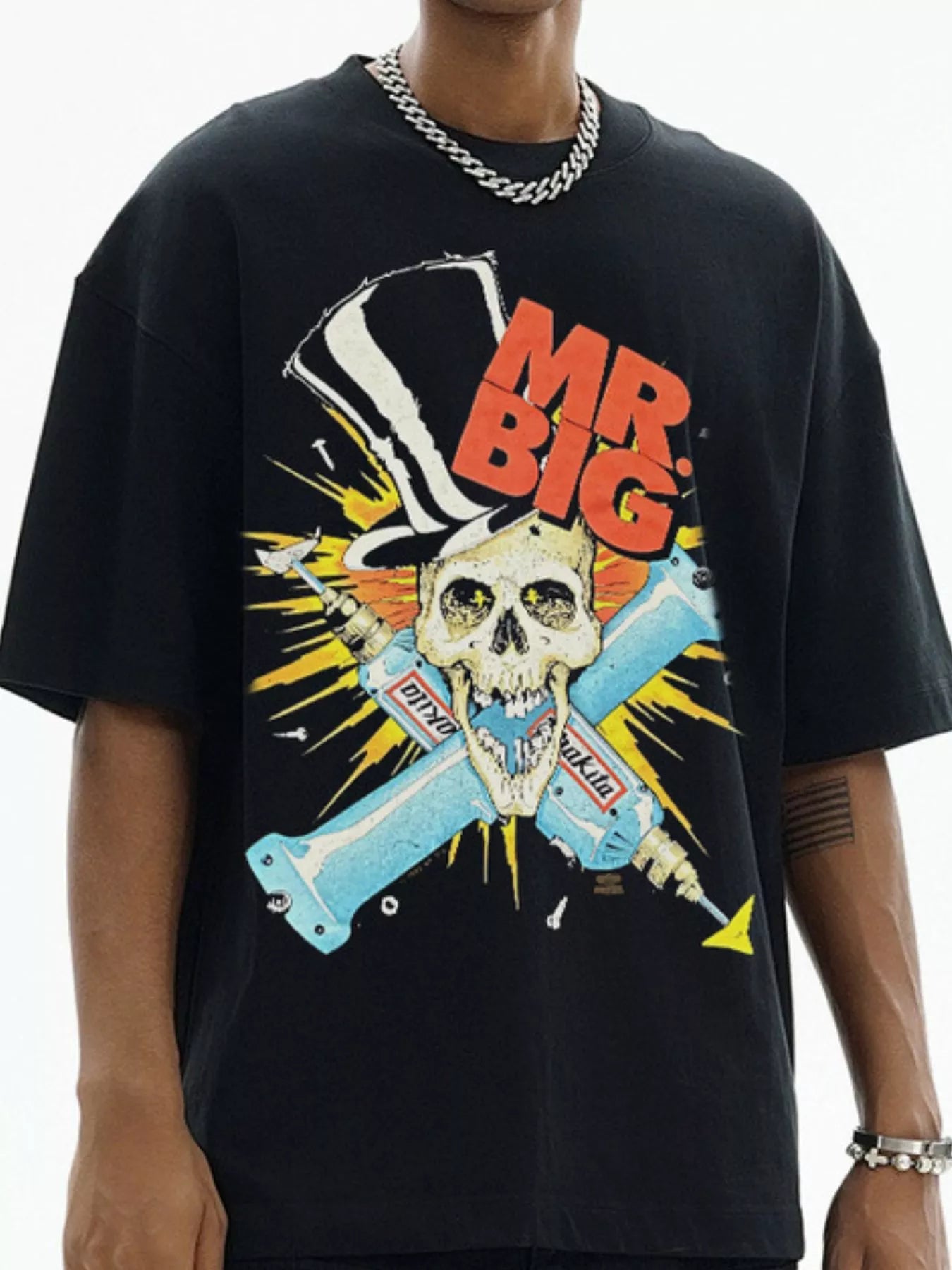 Men's Mr. Big Skull Graphic Vintage Wash T-Shirt Black