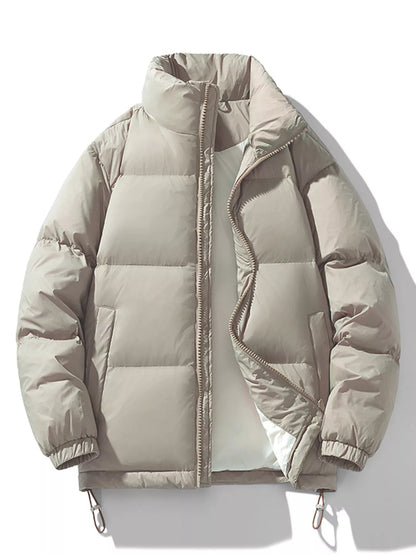 Men's Zip Up Winter Puffer Jacket Beige