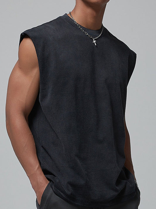Men's Round Neck Tank Black