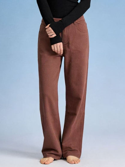 Butterfly Back Wide Leg Jeans Khaki