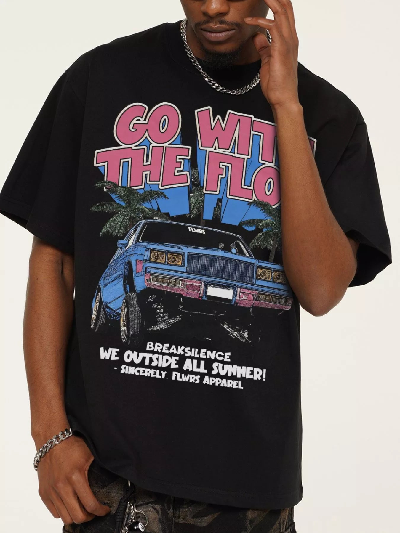 Men's Vintage Washed Graphic Oversized T-Shirt Black