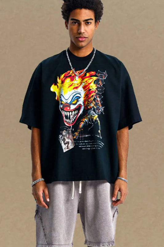 Men's Graphic Round Neck Half Sleeve T-Shirt Black