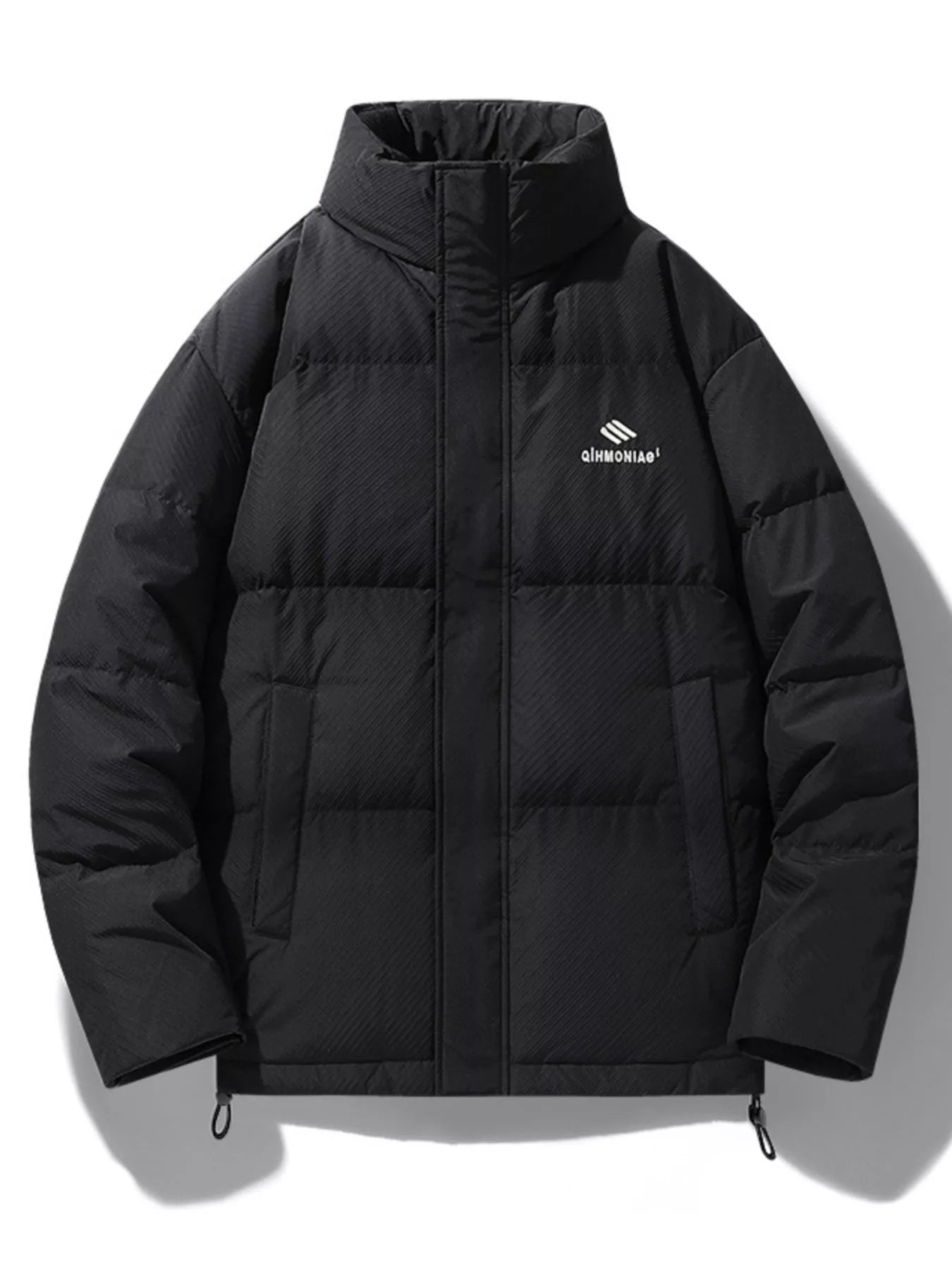 Men's Plus Size Zip Up Padded Puffer Jacket Black