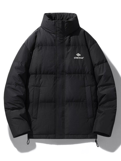 Men's Plus Size Zip Up Padded Puffer Jacket Black