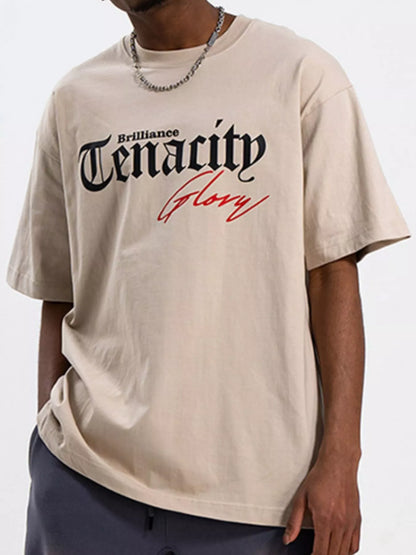 Men's Round Neck Short Sleeve T-Shirt Tan