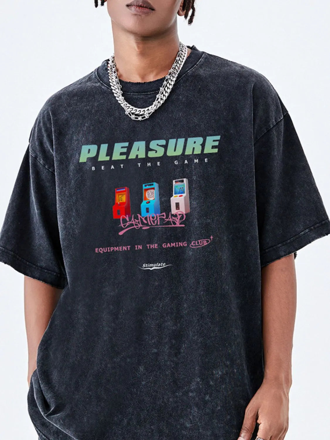 Men's Graphic Round Neck Short Sleeve T-Shirt Black