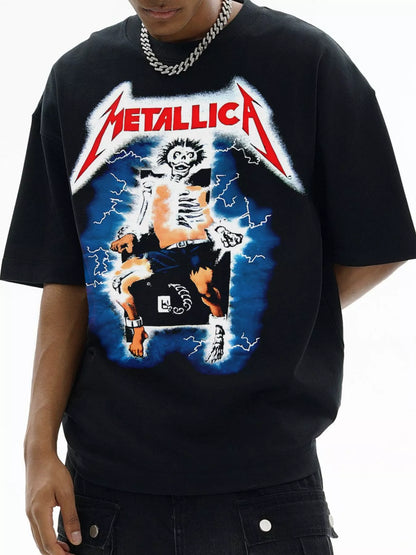 Men's Metallica Graphic Oversized T-Shirt Black