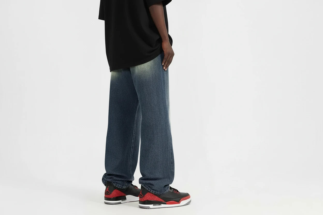 Men's Vintage Wash Wide Leg Jeans