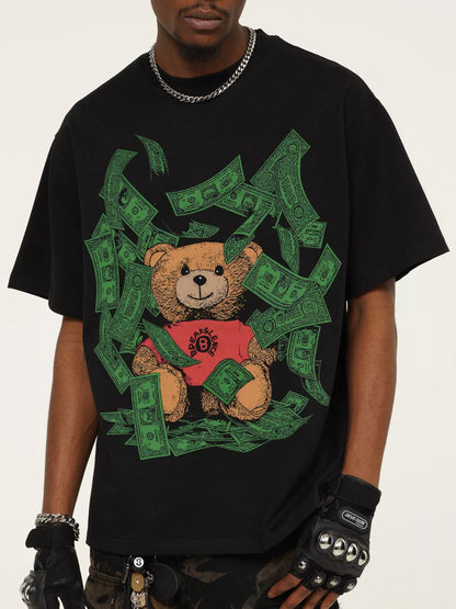 Men's Money Bear Graphic Short Sleeve T-Shirt Black