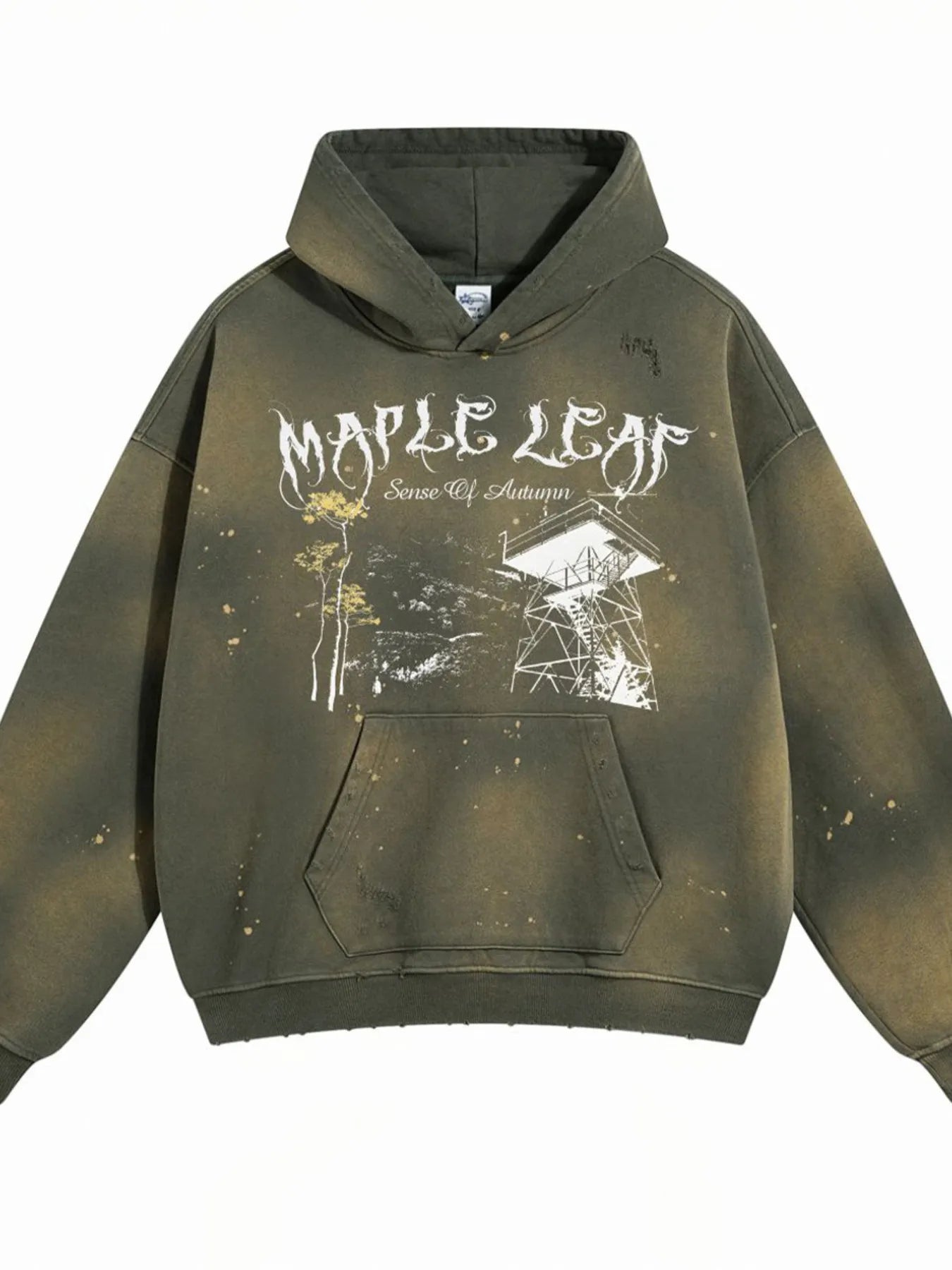 Men's Graphic Long Sleeve Hoodie Army Green