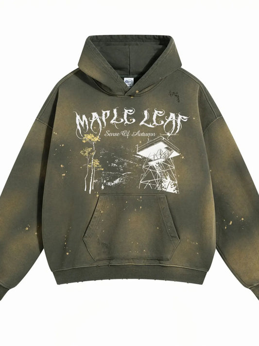 Men's Graphic Long Sleeve Hoodie Army Green
