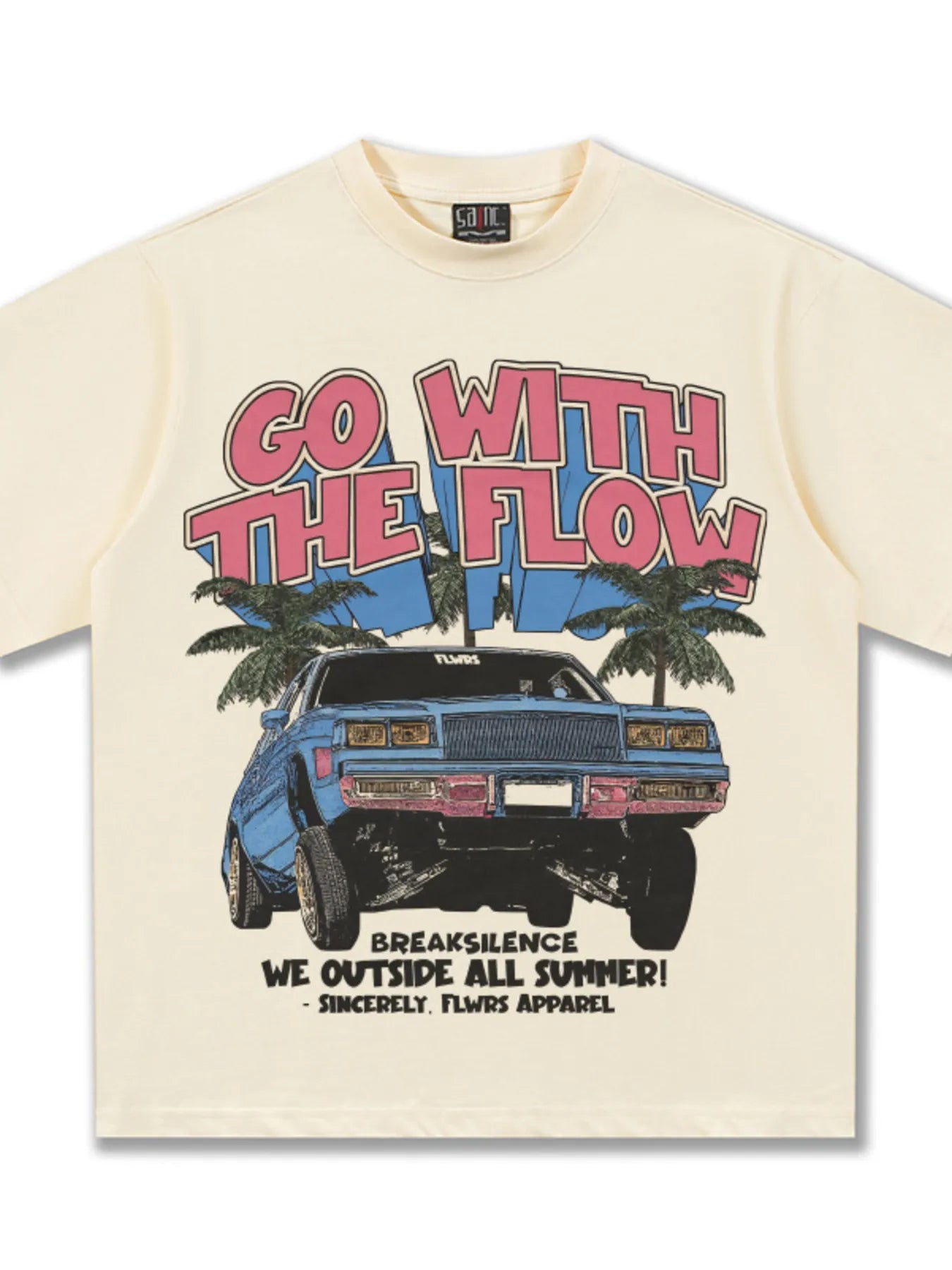 Men's Vintage Washed Graphic Oversized T-Shirt Cream