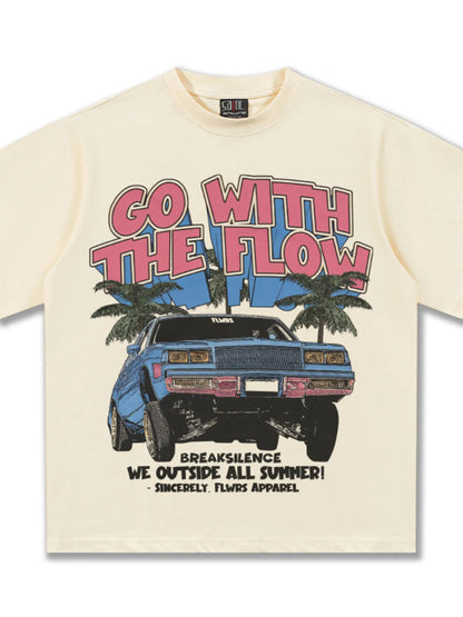 Men's Vintage Washed Graphic Oversized T-Shirt Cream