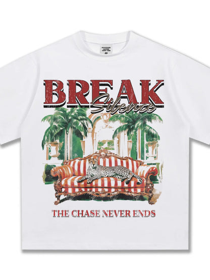 Men's Graphic Round Neck Oversized T-Shirt White