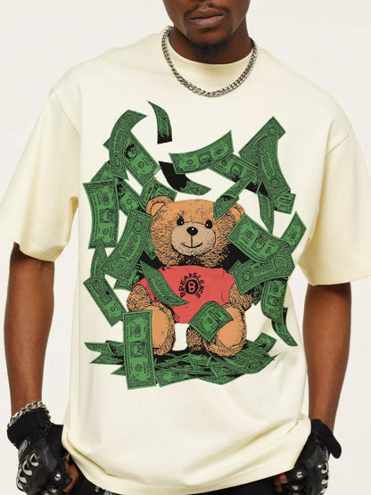 Men's Money Bear Graphic Short Sleeve T-Shirt Cream