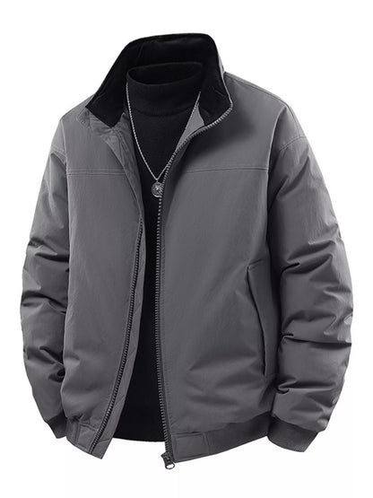 Men's Casual Stand Collar Lightweight Bomber Jacket Gray