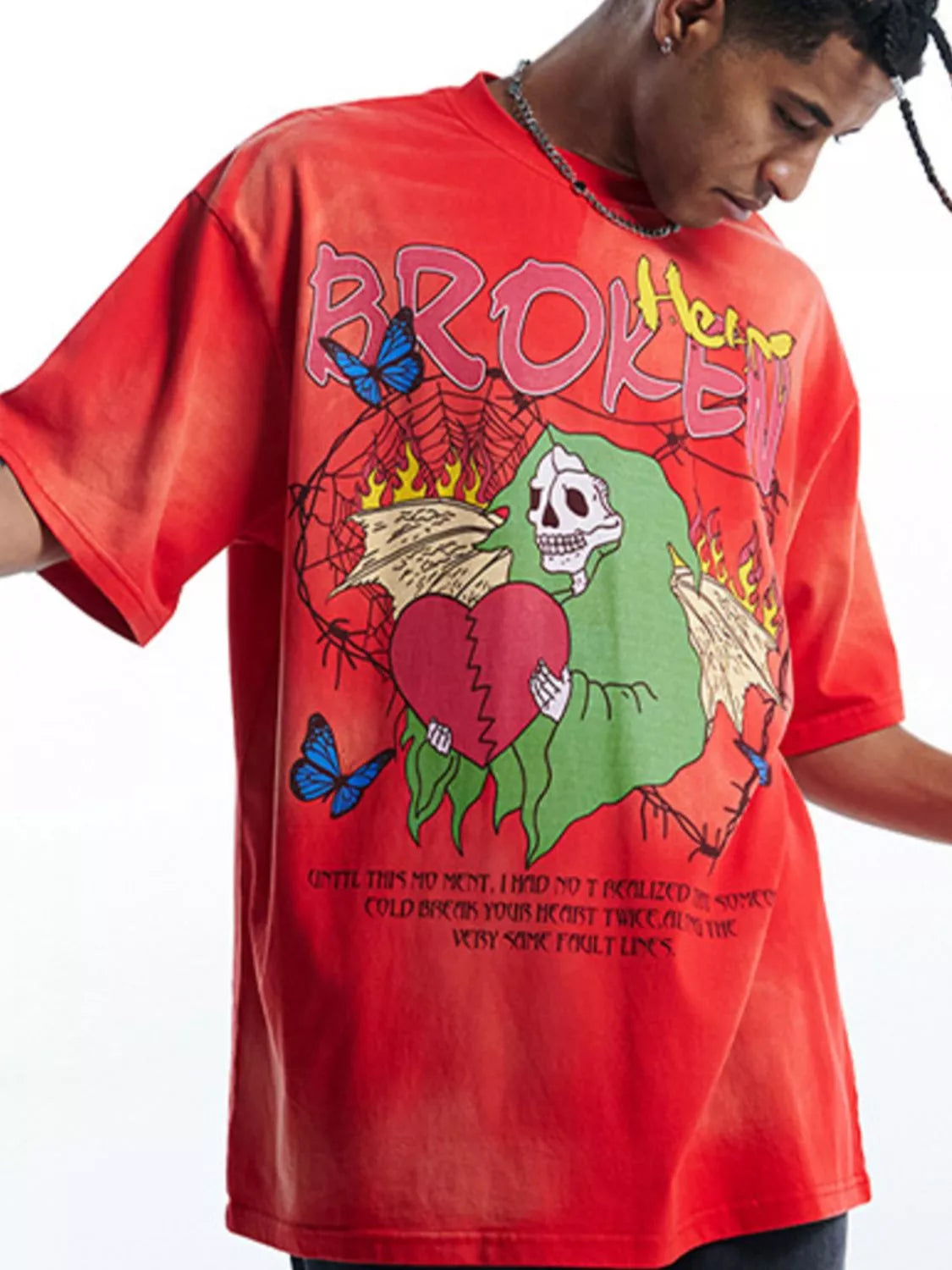 Men's Graphic Round Neck T-Shirt Red