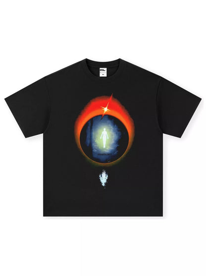Men's Vintage Wash Graphic Oversized T-Shirt Black