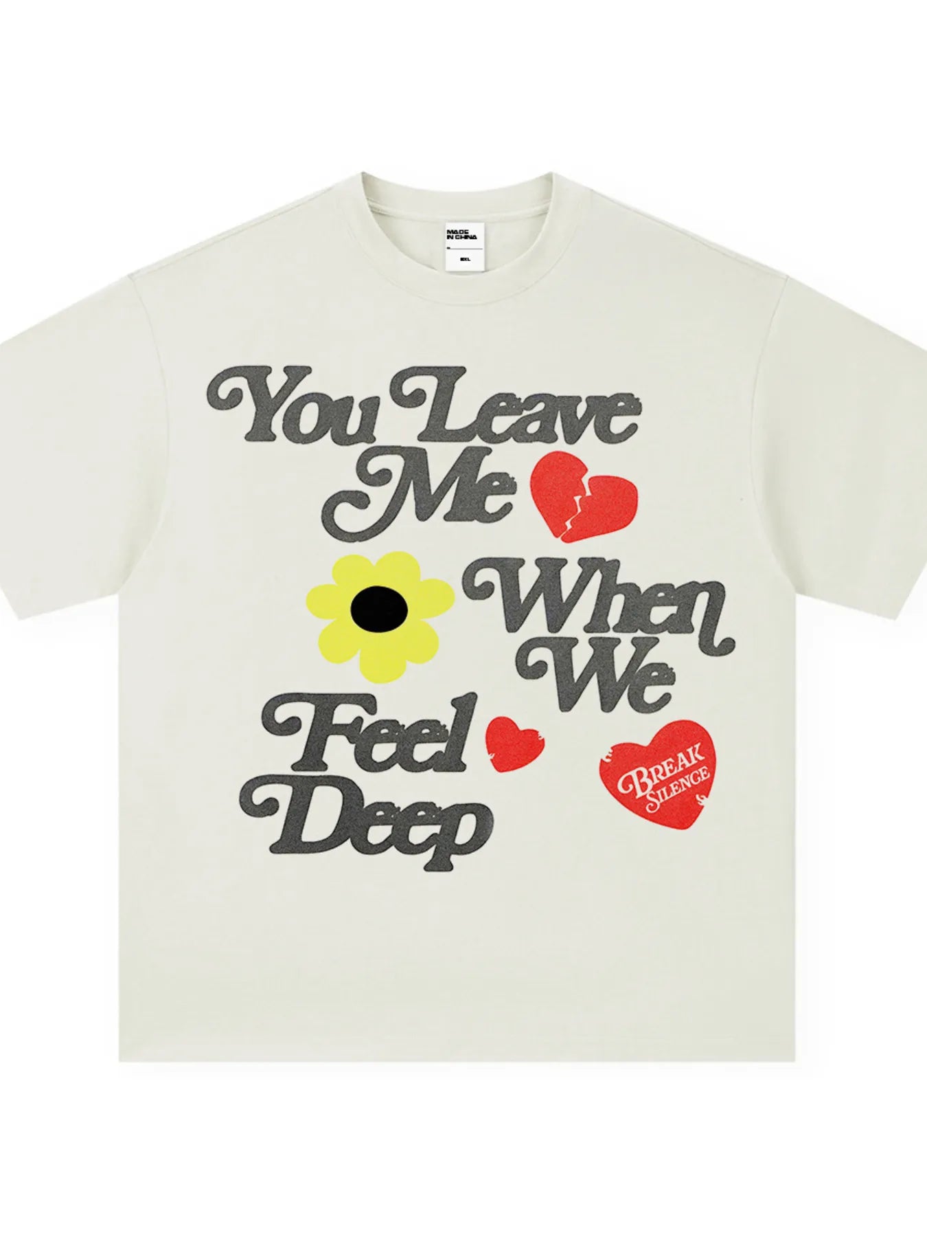 Men's Letter Graphic Round Neck T-Shirt Beige
