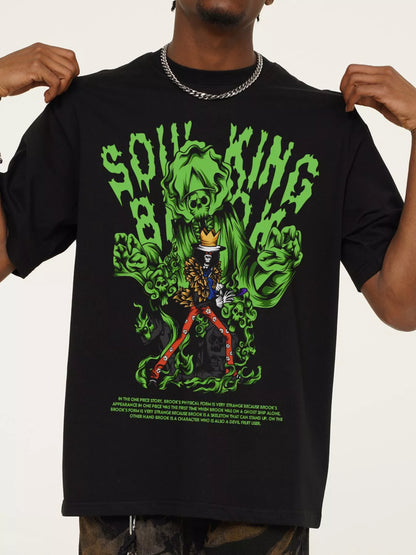 Men's Graphic Round Neck Short Sleeve T-Shirt Black