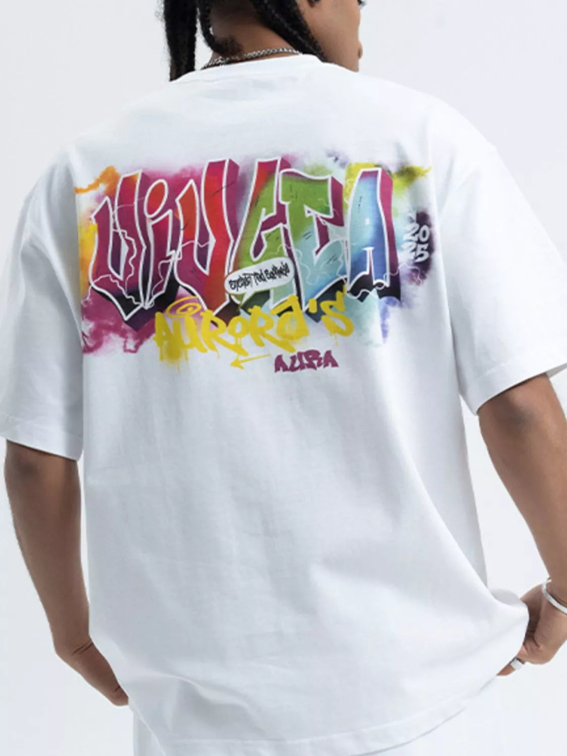 Men's Graphic Round Neck Short Sleeve T-Shirt White