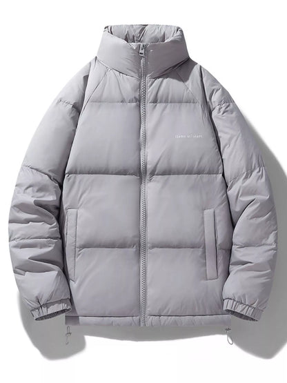 Men's Zip Up Padded Puffer Jacket Light Gray
