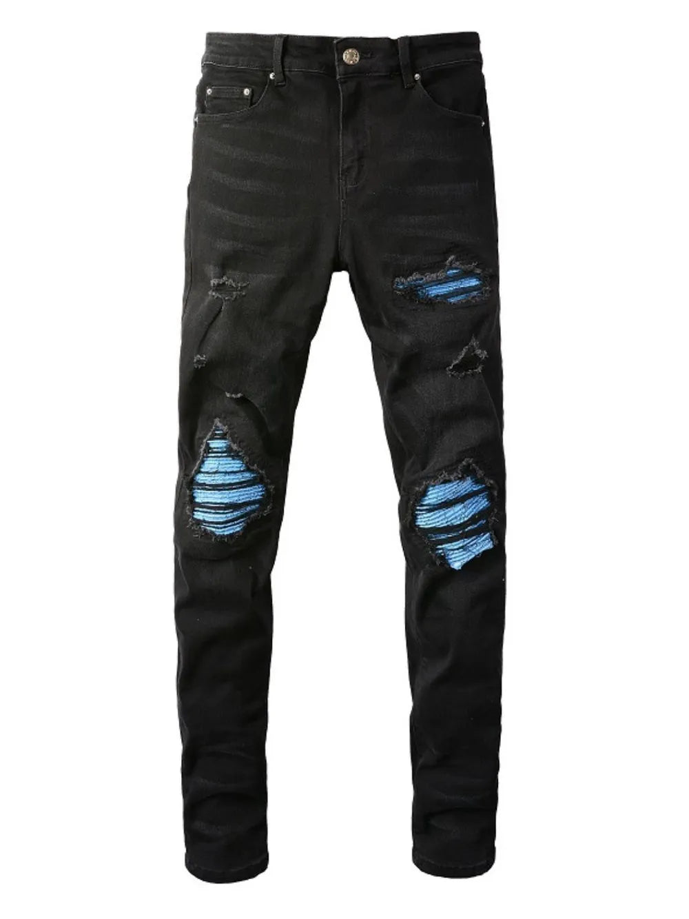 Men's Distressed Skinny Jeans Black