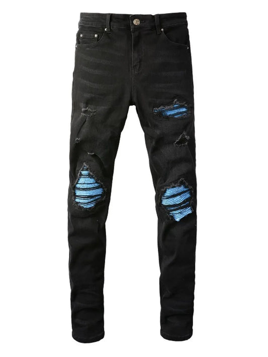 Men's Distressed Skinny Jeans Black