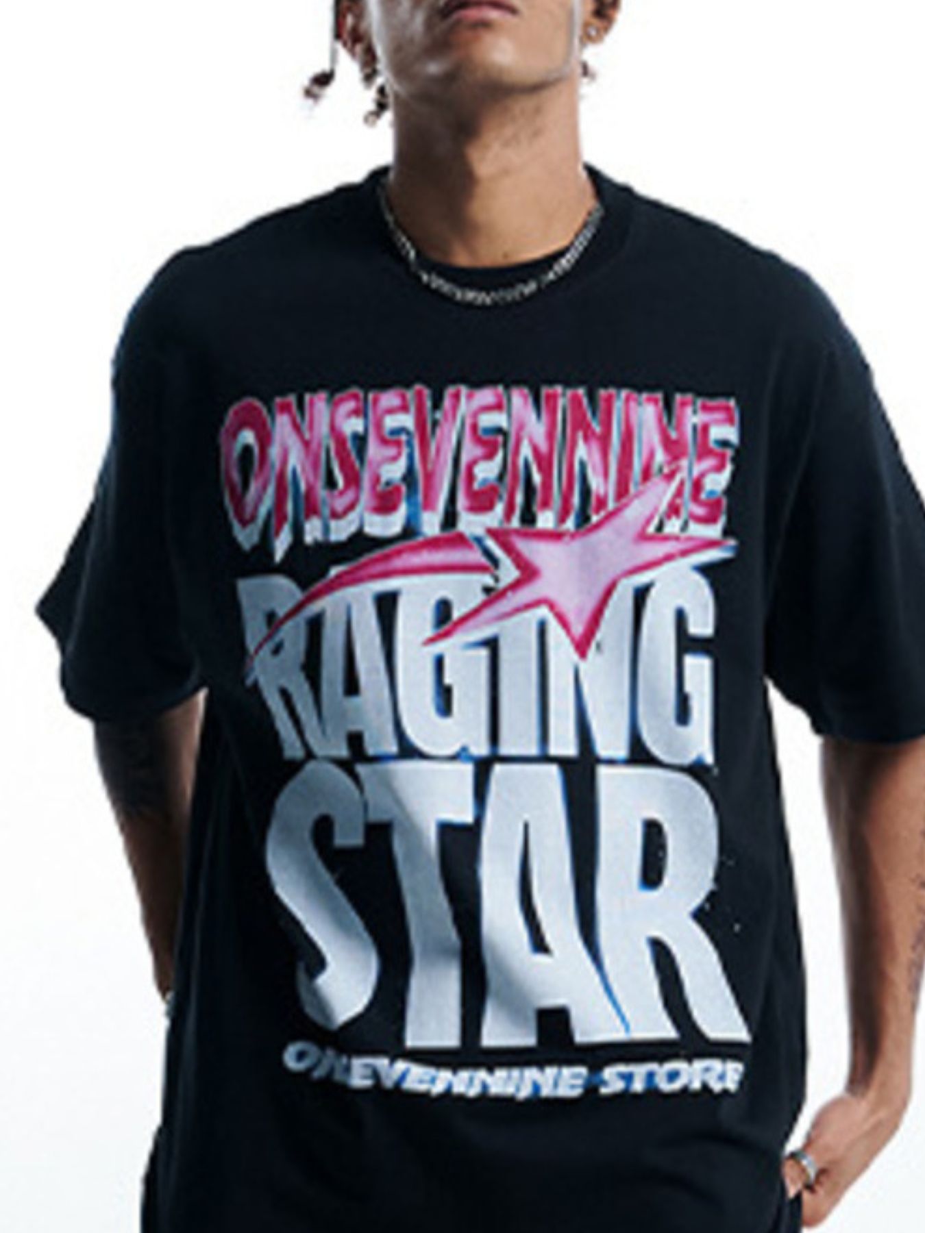 Men's Letter Graphic Round Neck T-Shirt Black