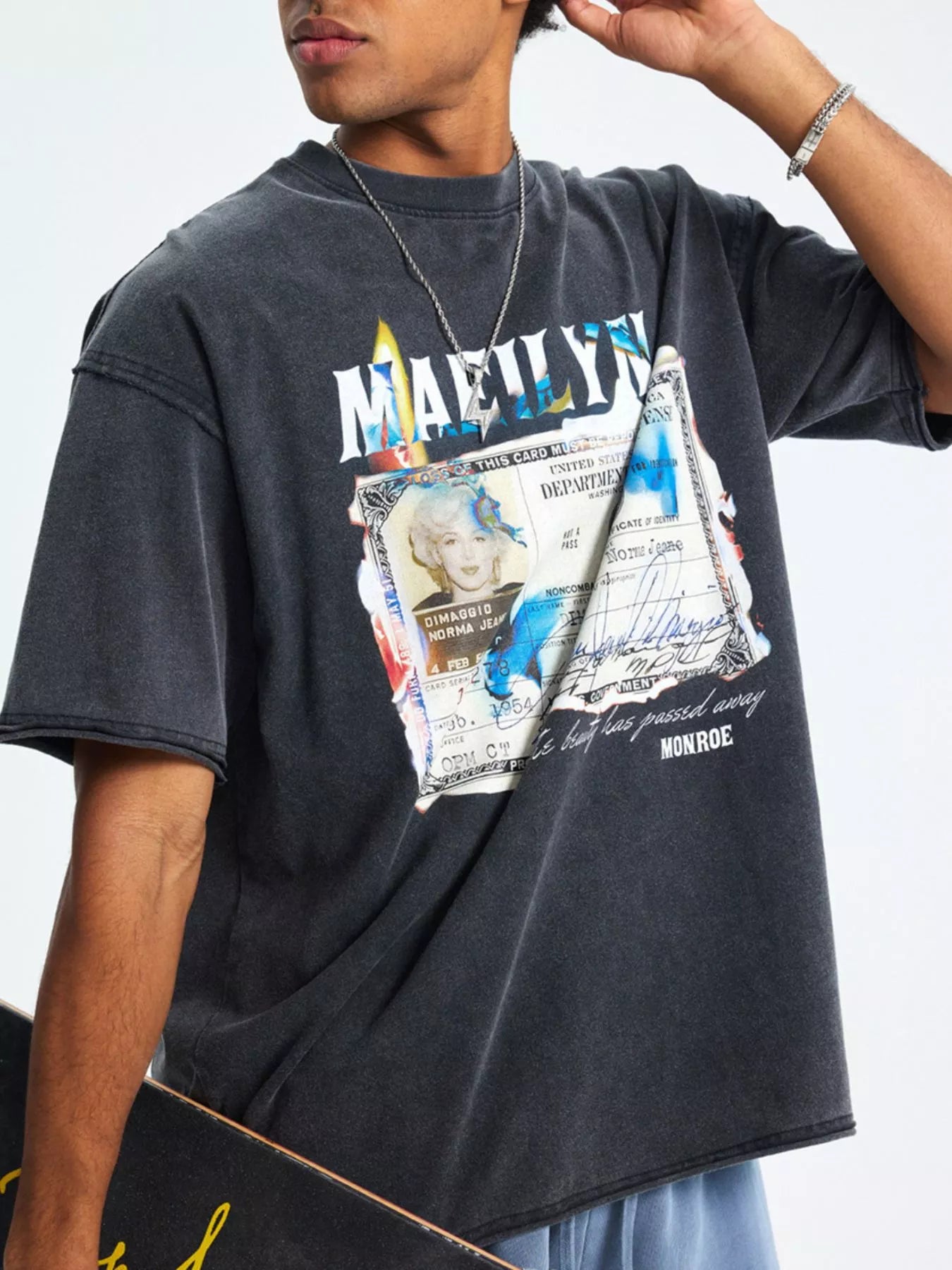 Men's Graphic Round Neck Short Sleeve T-Shirt Black
