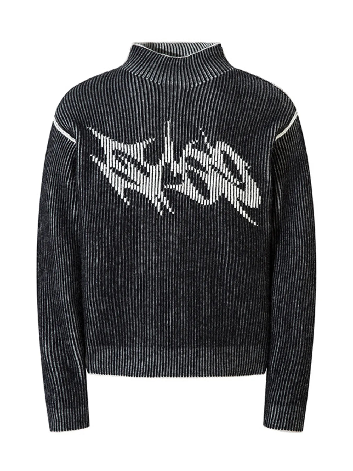 Men's Ribbed Turtleneck Long Sleeve Sweater Black
