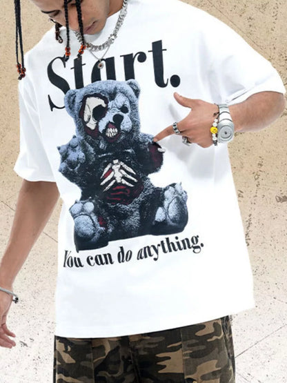 Men's Graphic Round Neck Oversized T-Shirt White