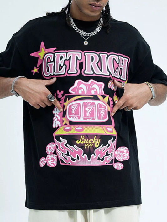Men's Graphic Round Neck T-Shirt Black