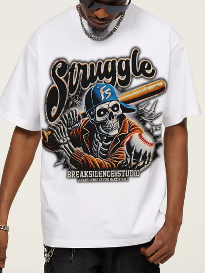 Men's Graphic Round Neck Short Sleeve T-Shirt White