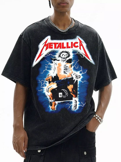 Men's Metallica Graphic Oversized T-Shirt Dark Gray