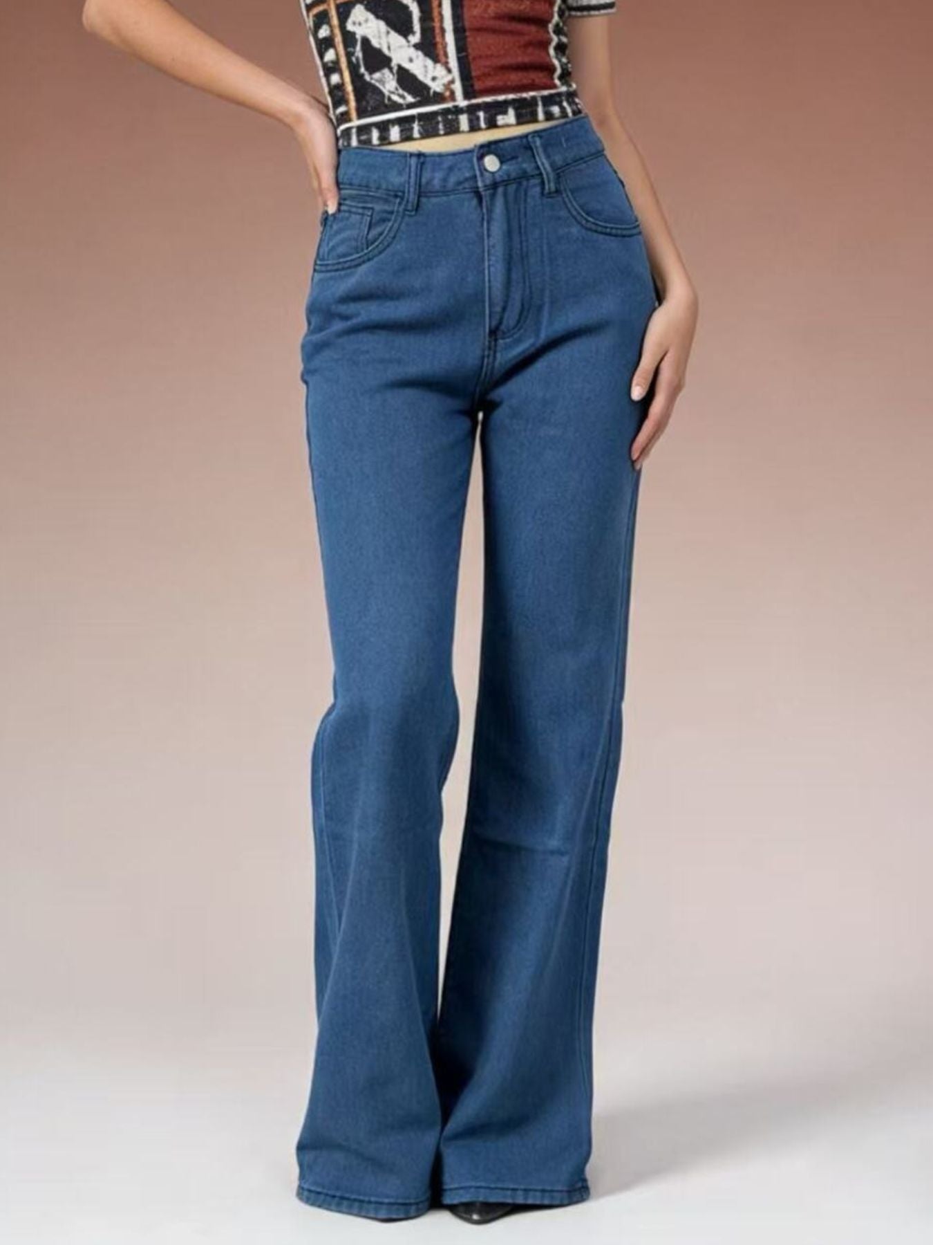 Butterfly Back Wide Leg Jeans Dark Blue