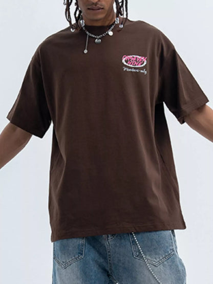 Men's Graphic Short Sleeve Oversized T-Shirt Brown