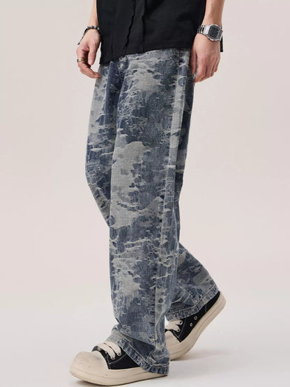 Men's Wash Wide Leg Jeans