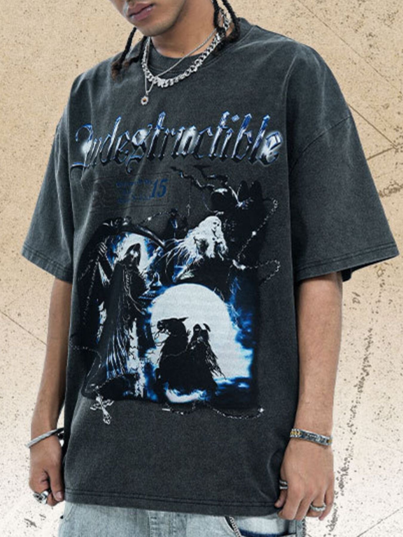 Men's Vintage Graphic Oversized T-Shirt Black