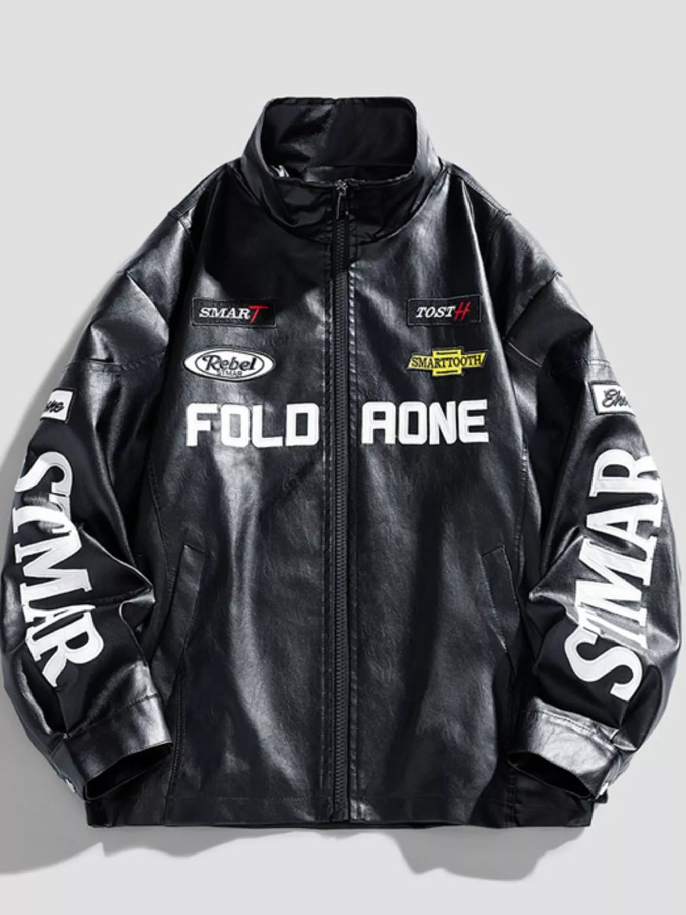 Men's Faux Leather Zip Up Jacket Black