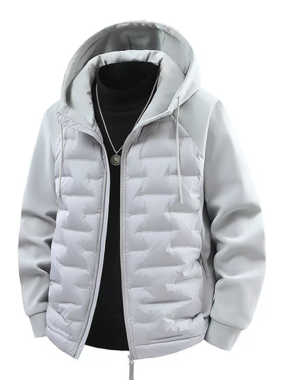Men's Plus Size Hooded Padded Jacket Light Gray