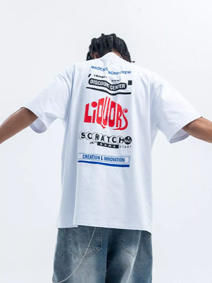 Men's Letter Round Neck Short Sleeve T-Shirt