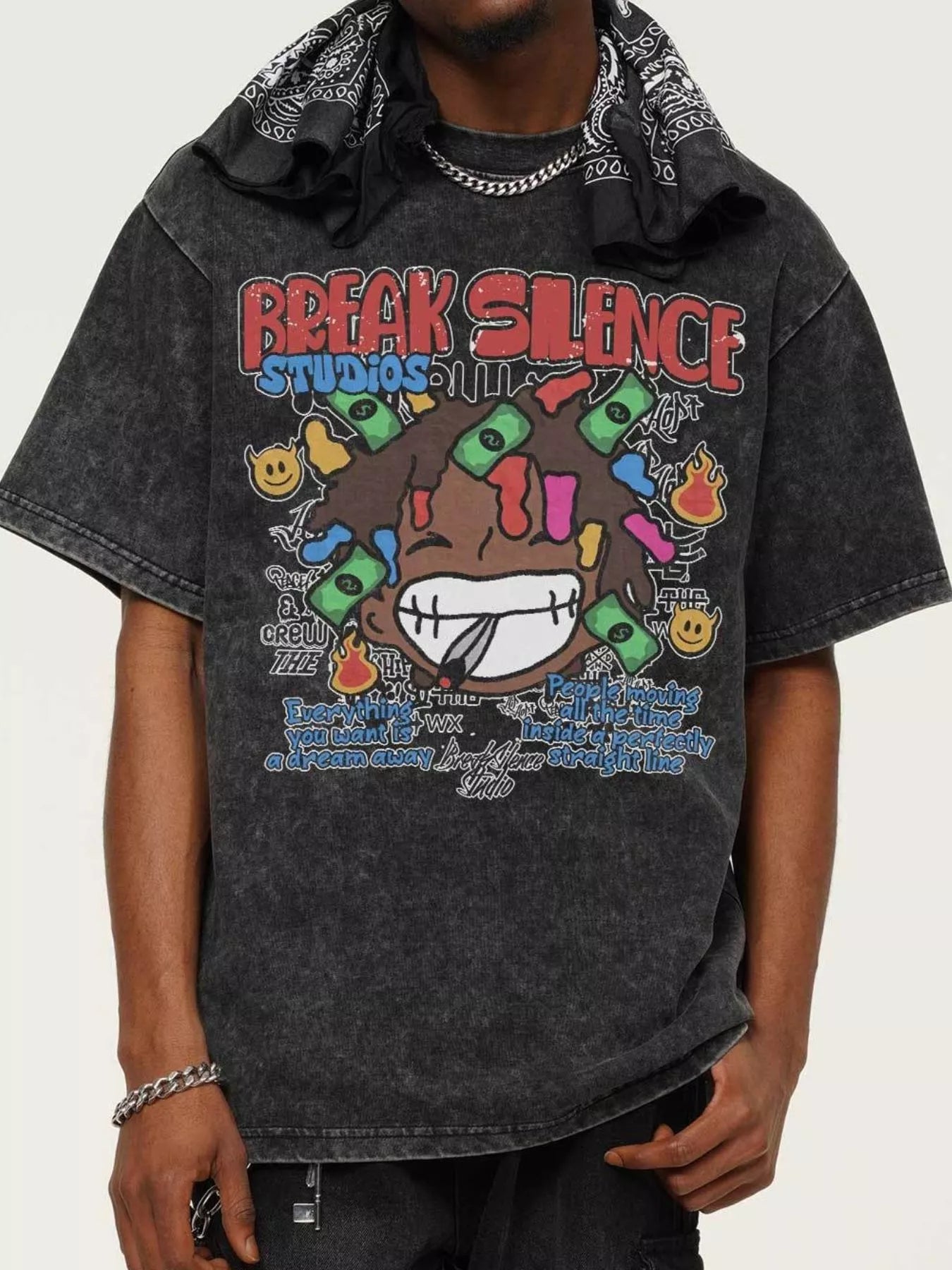 Men's Break Silence Graphic Relaxed Fit T-Shirt Dark Gray